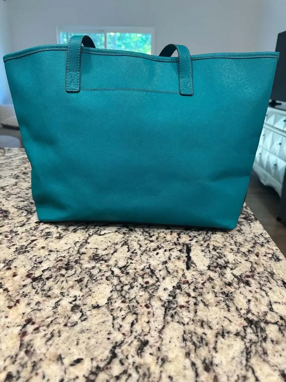Michael Kors Jet Set Travel Tote Teal Saffiano Leather Shoulder Bag Purse
